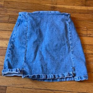 Blue denim mini skirt